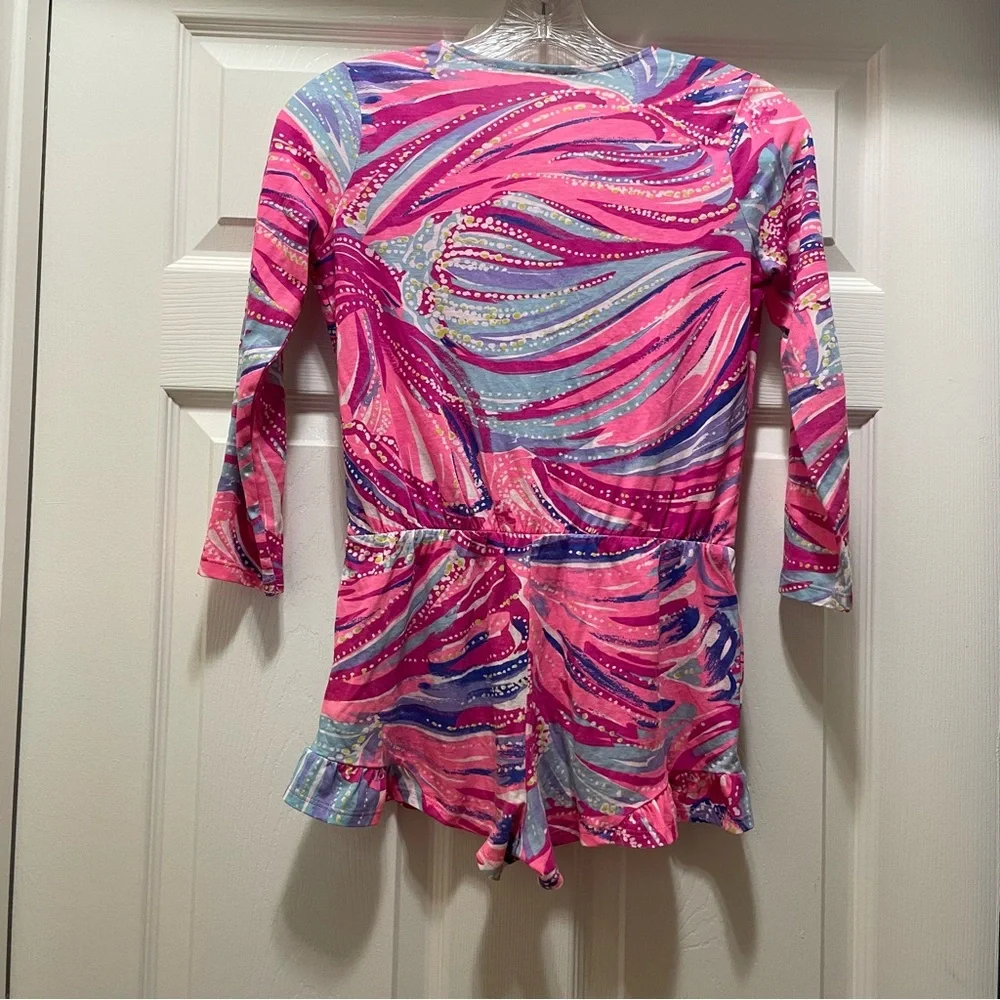Lilly Pulitzer Girls Pink and Purple Long Sleeve Romper Size L (8/10)